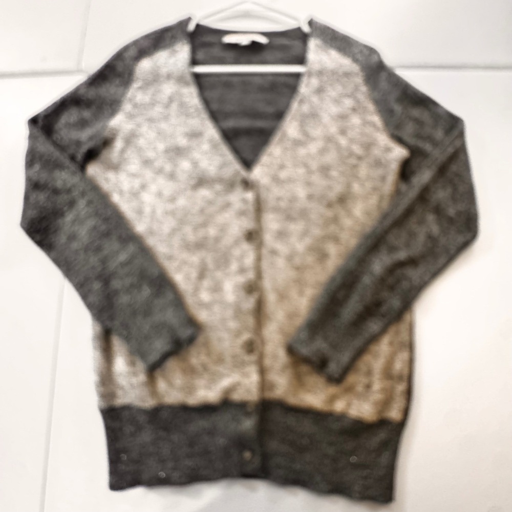 LOFT Women's Gray Metallic Knit Cardigan Sweater Size S sparkling‎
